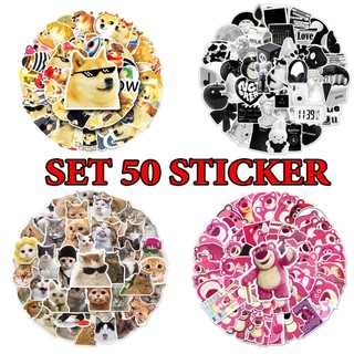 [Set 50 Cái] Sticker cute, dễ thương mẫu HOT nhất dán trang trí laptop, mũ nón bảo hiểm, vali, xe tay ga, ván trượt