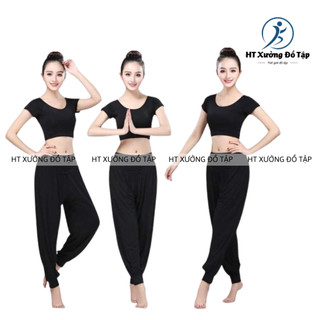 Màu đen - bộ tập alibaba chất thun coton co giãn đa chiều thoáng mát