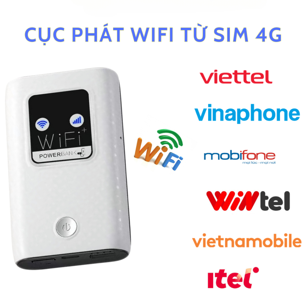Bộ phát wifi nhỏ gọn pin cực trâu 6000mAh, Cục phát 4g thành sóng wifi kiêm sạc dự phòng tốc độ cao phù hợp nhiều sim 4G