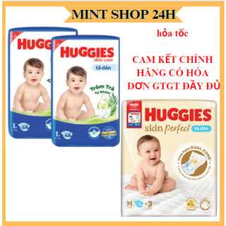 Tã dán huggies skincare size M76+3/L68 mới mỏng 0.2cm