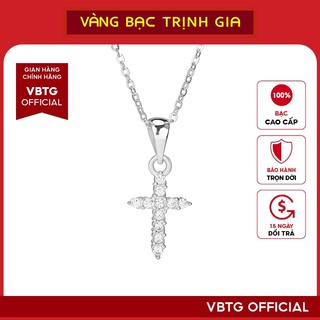 Dây chuyền bạc nữ vbtg cây thánh giá đính đá - vòng cổ bạc ta cao cấp vbtg6287