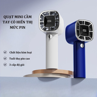 Quạt mini cầm tay sạc tích điện 3 cấp độ gió màn hình kỹ thuật số hiển thị phần trăm pin