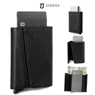 Ví Thông Minh Yinyang & Box Đựng Thẻ Tự Động Ví Da Nam Cao Cấp Gập Ba Mini Nhỏ Gọn Chính Hãng Jenoss