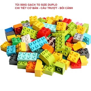 Túi 500g gạch to Feelo xếp hình Duplo chi tiết cơ bản – cầu trượt – bối cảnh cho bé mầm non mẫu giáo 2 3 4 5 tuổi