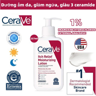  Kem dưỡng ẩm CeraVe Sữa dưỡng thể làm dịu ngứa da chàm da CeraVe Itch Relief Facial Moisturizing Lotion 237ml 