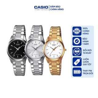 Đồng hồ nữ casio ltp-1274d-7a, đồng hồ chính hãng, dây thép bạc mặt bạc