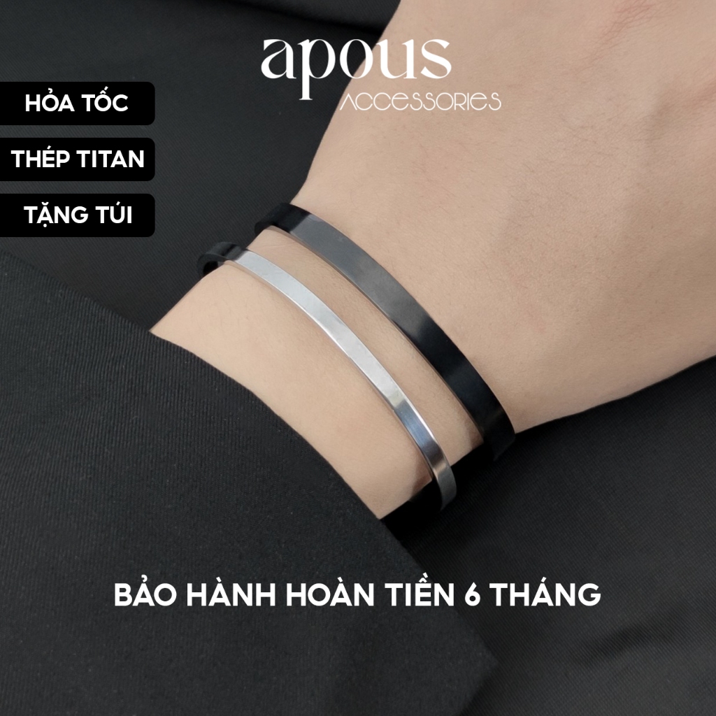 Vòng Tay Nam Nữ Cuff Trơn Basic - Thép Titan - Phụ Kiện Trang Sức Unisex Apous