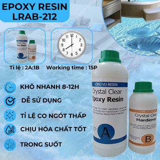 Keo Epoxy Nhanh Khô LRAB-212 -  Keo Resin Trong Suốt Đổ Mặt Bàn, Phủ Sàn 3D, Vẽ Cá, Làm Đồ Handmade