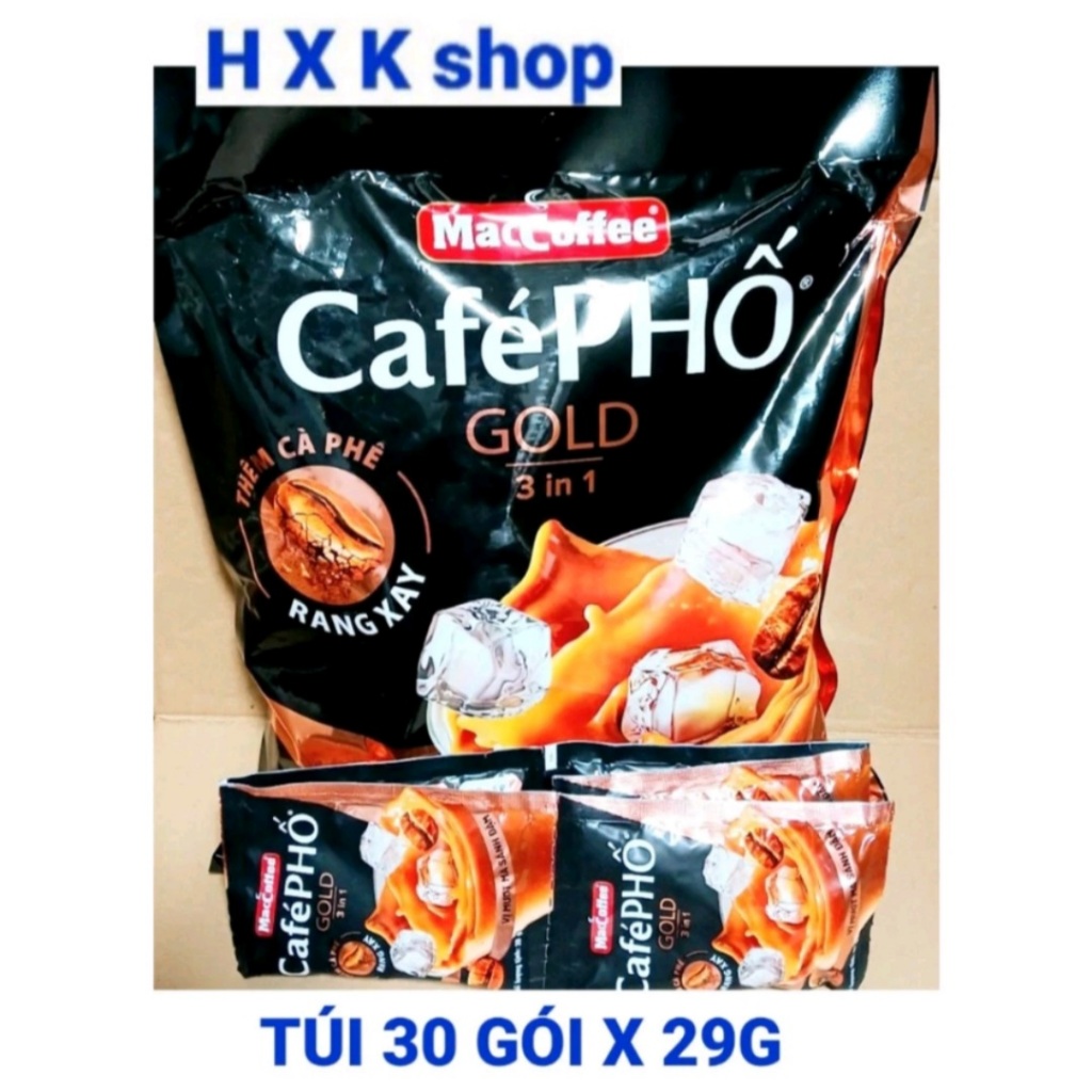 Cà phê phố Gold túi 30 gói Maccoffee sữa 3in1, hsd :5/2027