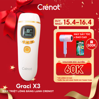 Máy triệt lông vĩnh viễn Crenot Graci X3 băng lạnh trẻ hóa da mini cầm tay nách vùng kín bikini chân IPL tại nhà