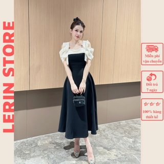 Đầm tiểu thư dáng dài váy đẹp phối nơ_lerin v567