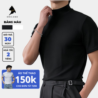 Áo Thể Thao Nam ORICANO Đen Trắng Cao Cổ 3 Phân Cao Cấp Cộc Tay Co Giãn X12 Form Ôm Body Mặc Gym Đá Bóng Kết Hợp Chạy Bộ