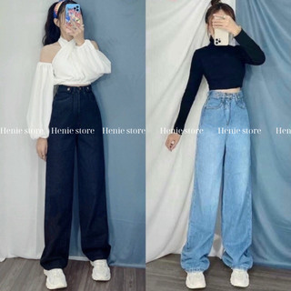 Quần Jean Nữ Ống Rộng Khuy Kiểu AA3 Kèm Ảnh Chụp Thật 100% From Chuẩn Mẫu