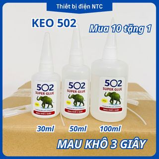  Keo 502 con voi loại tốt dán sắt dính chắc 30-50-100ml  mua 10 chai tặng 1 chai cùng loại  