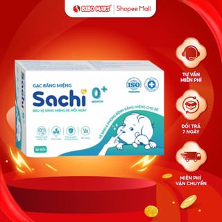 Gạc Rơ Lưỡi Sachi Chiết Xuất Thiên Nhiên Lá Hẹ Lô Hội Bảo Vệ Răng Miệng Bé Cho Trẻ Từ Sơ Sinh Hộp 30 Gói - Bibomart