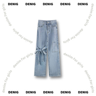  Quần bò ống xuông xanh nhạt phối nơ buộc DENIG - BLUEBE PANTS 