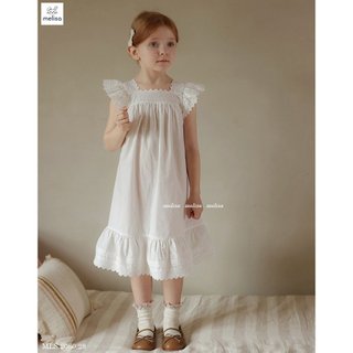 Váy thô trắng hè mát không nhăn cho bé gái VML023