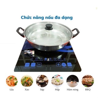 🎈Bảo Hành 1 đổi 1❤ Bếp từ đơn cảm ứng có đèn LED, mặt kính cường lực + Tặng kèm nồi, công suất 2200w