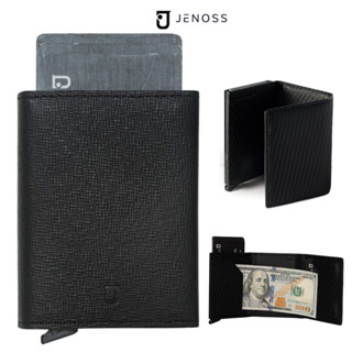 Ví Thông Minh Ogon & Box Đựng Thẻ Tự Động, Ví Da Nam Cao Cấp Gập Ba Mini Nhỏ Gọn Chính Hãng Jenoss