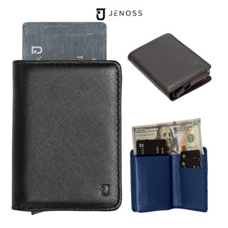 Ví Thông Minh Vincenzo & Box Đựng Thẻ Tự Động, Da Nam Cao Cấp Gập Hai Mini Nhỏ Chính Hãng Jenoss