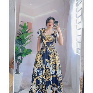 đầm lụa cột dây