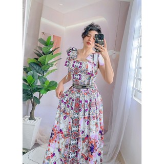 đầm lụa cột dây