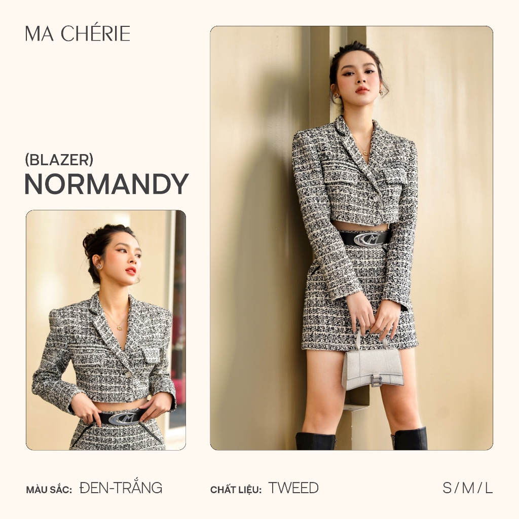 Set Đồ Nữ MA CHÉRIE Normandy Đen Trắng Chất Vải Tweed Lót Lụa - AMC210325TDT - CVMC210326TDT