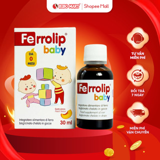 Sắt Ferrolip Baby Sắt Hữu Cơ Cho Bé Dạng Nhỏ Giọt Hương Đào Thơm Ngon Dễ Uống Dành Cho Trẻ Lọ 30mL - Bibomart