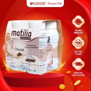 Sữa bầu Matilia Vị Socola Sữa Bầu Pha Sẵn Bổ Sung Dưỡng Chất Cho Bé Thơm Ngon Cho Mẹ (Lốc 4 hộp) 200ml - Bibomart