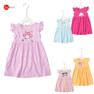 Váy đầm bé gái size 2-10 tuổi, đầm cotton cho bé gái, váy cánh tiên trẻ em trơn màu in hình nhiều màu sắc - SUNKIDS1