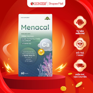 Canxi Bầu Menacal Viên Uống Bổ Sung Canxi Tự Nhiên Và Vitamin D3 K2 Hộp 60 Viên - Bibomart