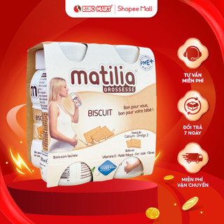 Sữa bầu Matilia Vị Biscuit Sữa Bầu Pha Sẵn Bổ Sung Dưỡng Chất Cho Bé Thơm Ngon Cho Mẹ (Lốc 4 hộp) 200ml - Bibomart