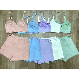 Set áo crop và quần short lưng cao xuất dư