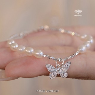 Lắc tay bạc nữ tlee, vòng tay hồ điệp mix hạt vụn bạc xinh xắn tlee jewelry