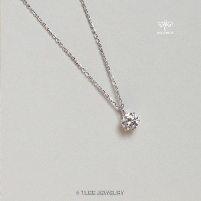 Dây chuyền bạc nữ TLEE, vòng cổ mặt đá sáng 6mm đơn giản TLEE JEWELRY D0364