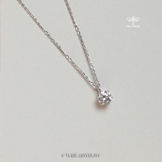 Dây chuyền bạc nữ TLEE, vòng cổ mặt đá sáng 6mm đơn giản TLEE JEWELRY D0364