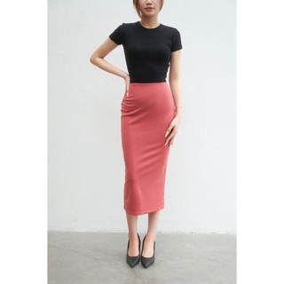  Chân Váy Midi Xẻ Sau Nữ BUSY Thun Co Giãn Dáng Dài CVMD2 