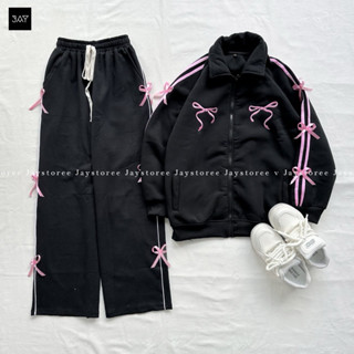 Quần thun dài 1 SỌC NƠ màu ĐEN  form nam nữ unisex ống rộng, cạp cao lưng chun màu vải picigen dày dặn JAYSTOREE 🖤