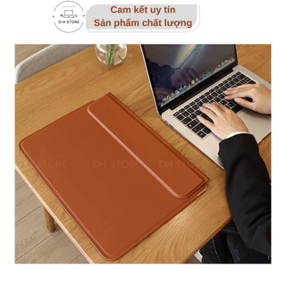 Túi đựng Laptop, bao da Macbook Air/Pro 13/14/15.4 inch Màu Nâu tích hợp Giá Đỡ 5cm và Lót Chuột