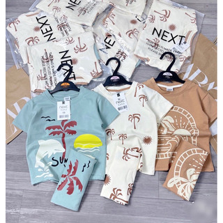 Set 3 áo bé trai cá heo cây dừa xanh dương