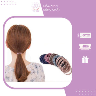 Set 100 dây buộc tóc mix màu