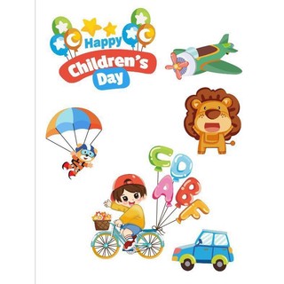 Rẻ vô địch - set cắm giấy em bé đạp xe - trang trí bánh sinh nhật, bánh kem happy chirldren day