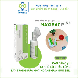 Sữa rửa mặt tạo bọt Maxibac pH5.5 chai 100ml - Chính hãng