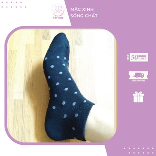 Tất nữ cổ ngắn màu đen chấm bi xuất Nhật