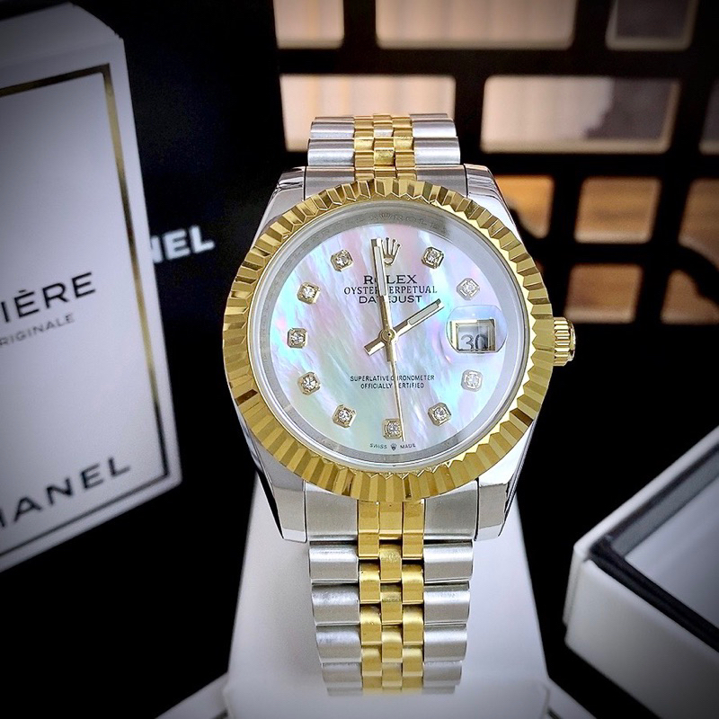 Đồng Hồ Nam ROLEX Datejust Demi Gold  Máy Cơ (Automatic) Dây Thép Không Gỉ Siz 41mm