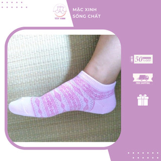 Tất nữ cổ ngắn màu hồng dệt kim