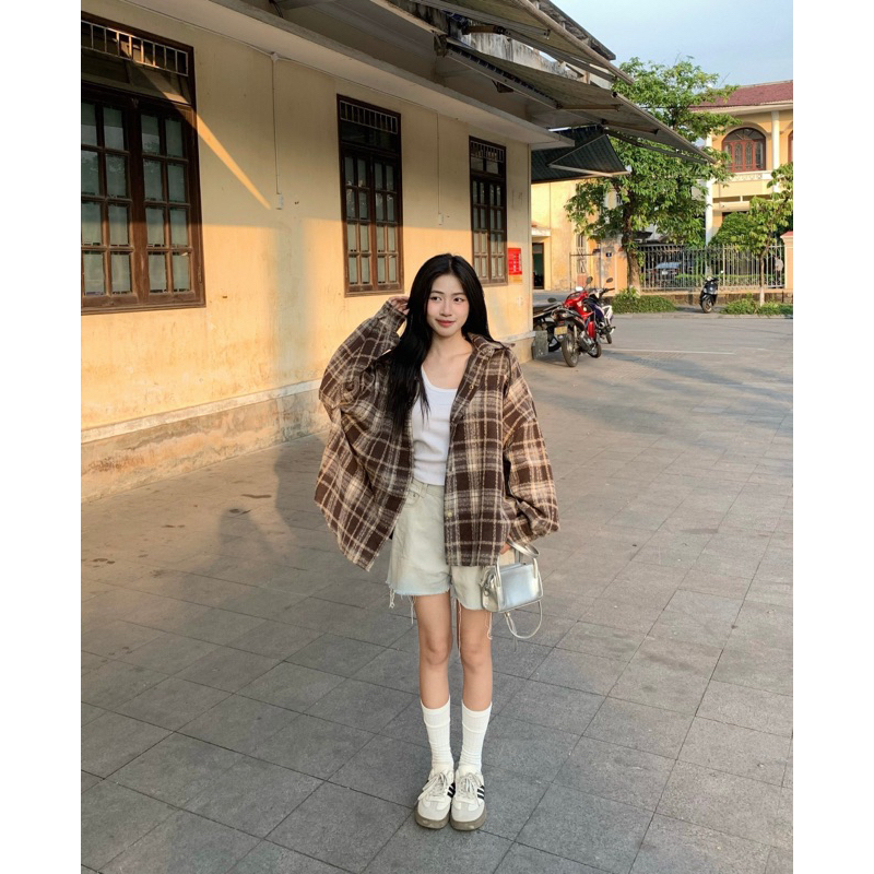 ÁO SƠ MI FLANNEL CARO TAY DÀI FROM RỘNG OVERSIZE - Áo sơ mi unisex nam nữ 45kg-85kg - Homies Saigon | BigBuy360 - bigbuy360.vn