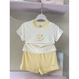  Bộ cộc tay cho bé trắng phối vàng in hình quả chanh