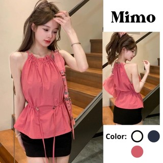 Áo yếm 2 dây có rút eo chất vải đũi - m39