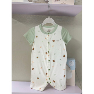  Body cộc tay cho bé trai và bé gái màu trắng in hình gấu xanh